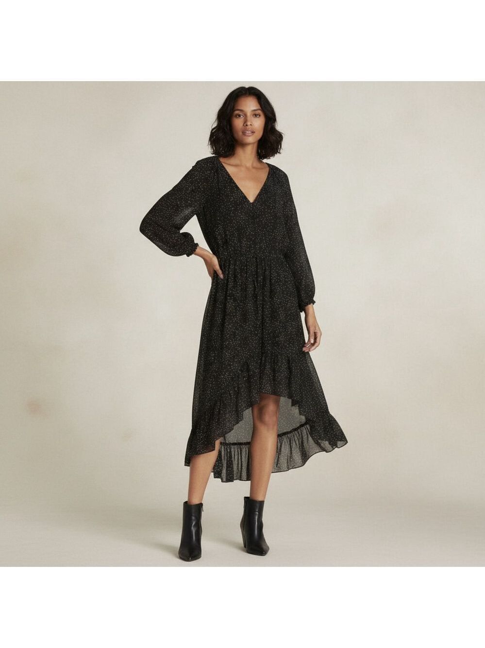 Joie Alithea Asymmetrical Hem Hearts print Midi Dress Fairy Grunge Sz L